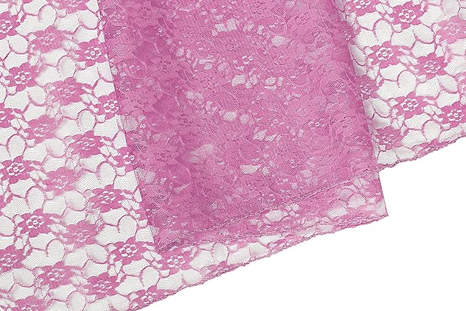 MDS Pack of 25 Wedding 12 x 108 inches Lace Table Runner for Wedding, Decorations for Birthday Parties, Banquets, Graduations, Engagements, and Runners fit Rectangle, Round Table- Dusty Pink