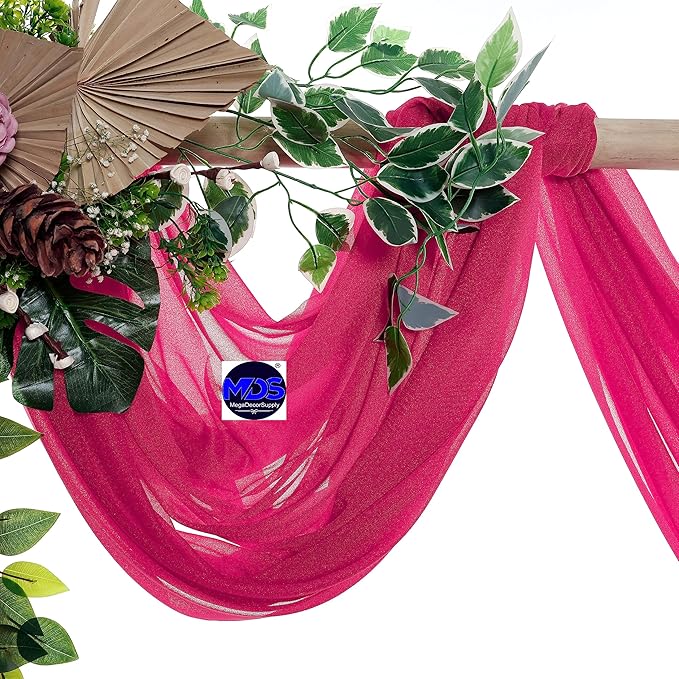 MDS Halloween Chiffon Draping Fabric - 1 Panel, 30" Wide x 20ft Long - Sheer Spooky Arbor & Canopy Drapery for Haunted House Backdrops, Party Ceilings, DIY Costumes & Themed Events - Hot Pink