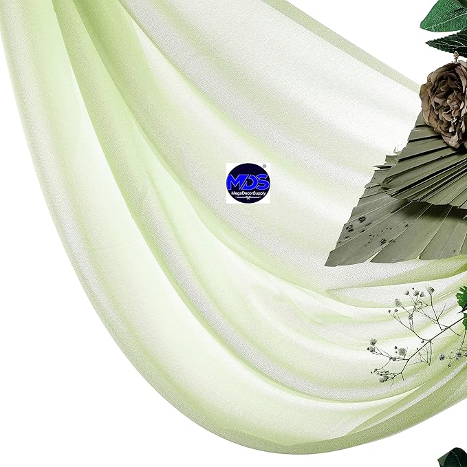 MDS Halloween Chiffon Draping Fabric - 2 Panel, 30" Wide x 100ft Long - Sheer Spooky Arbor & Canopy Drapery for Haunted House Backdrops, Party Ceilings, DIY Costumes & Themed Events - Sage Green