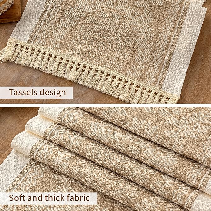 Table Runners 63 Inches,Waterproof Boho Table Runner with Tassel Fringe,Table Runner for Party Coffee Table