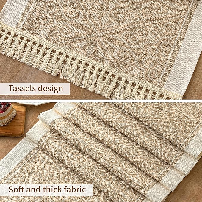 Table Runners 72 Inches Long Waterproof Boho Table Runner with Tassel Fringe,Table Runner for Party Coffee Table