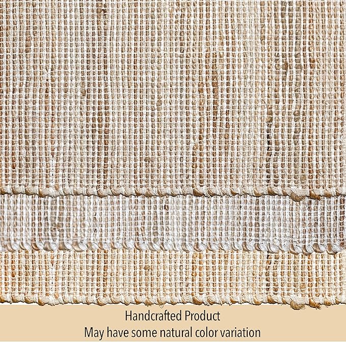 Chardin home Natural Jute Table Runner 13x72 Inch – Vintage Boho Rustic Table Decor – Handwoven Table Runner in Natural Jute and Ivory – Farmhouse Dining or Console Table Accent