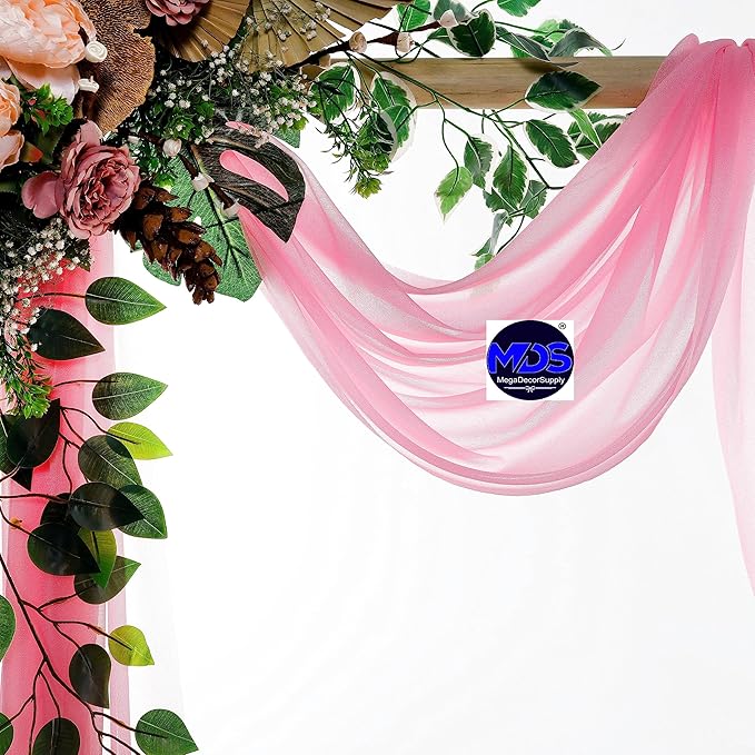 MDS Halloween Chiffon Draping Fabric - 1 Panel, 30" Wide x 75ft Long - Sheer Spooky Arbor & Canopy Drapery for Haunted House Backdrops, Party Ceilings, DIY Costumes & Themed Events - Coral