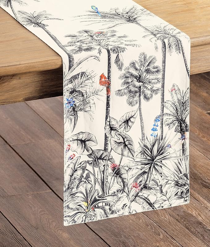 Maison d' Hermine Table Runner 100% Cotton Double Layer Table Runners 108 inches Long for Thanksgiving Christmas Decorations Home Kitchen Dining Party Wedding (Amazonia, 14.5" x 108")