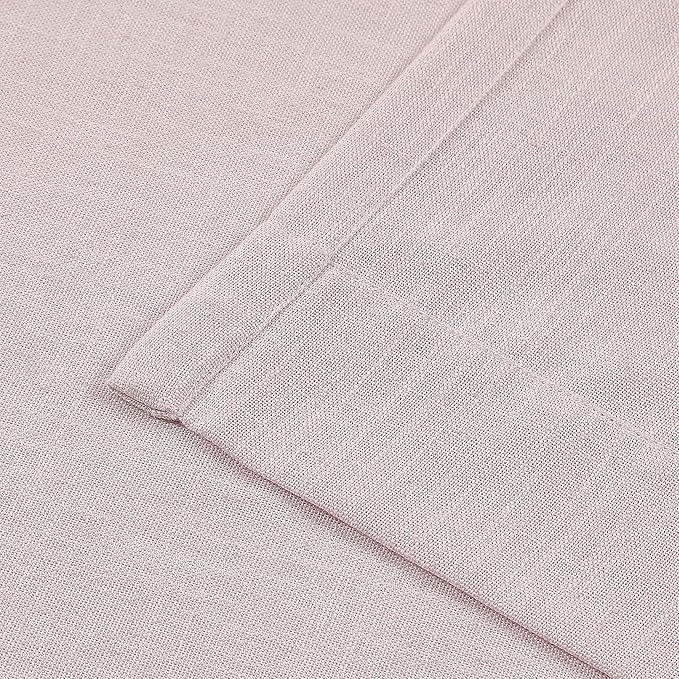 Vision Home Light Pink Pinch Pleated Semi Sheer Curtains Textured Linen Blended Light Filtering Window Curtains 90 inch for Living Room Bedroom Patio Pinch Pleat Drapes with Hooks 1 Panel 60" Wx90 L