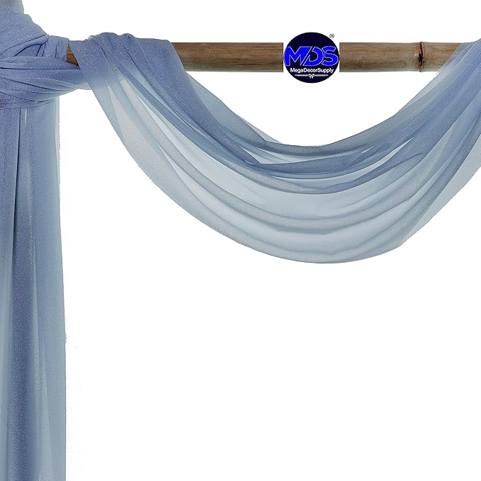 MDS Halloween Chiffon Draping Fabric - 1 Panel, 30" Wide x 75ft Long - Sheer Spooky Arbor & Canopy Drapery for Haunted House Backdrops, Party Ceilings, DIY Costumes & Themed Events - Dusty Blue