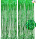Green Tinsel Curtain Party Backdrop - GREATRIL Foil Fringe Streamers for St Patrick’s Day/Luau/Turtle/Hawaiian/Dinosaur/Ghost/Football/Christmas Decorations 2 Packs