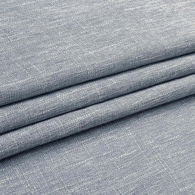 Vision Home Pinch Pleated Blue Semi Sheer Curtains Textured Light Filtering Window Curtains 63 inch for Living Room Bedroom Rayon Blended Chambray Blue Pinch Pleat Drapes with Hooks 2 Panels 40"Wx63"L