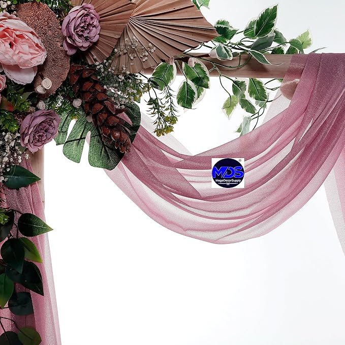 MDS Halloween Chiffon Draping Fabric - 2 Panel, 30" Wide x 100ft Long - Sheer Spooky Arbor & Canopy Drapery for Haunted House Backdrops, Party Ceilings, DIY Costumes & Themed Events - Mauva