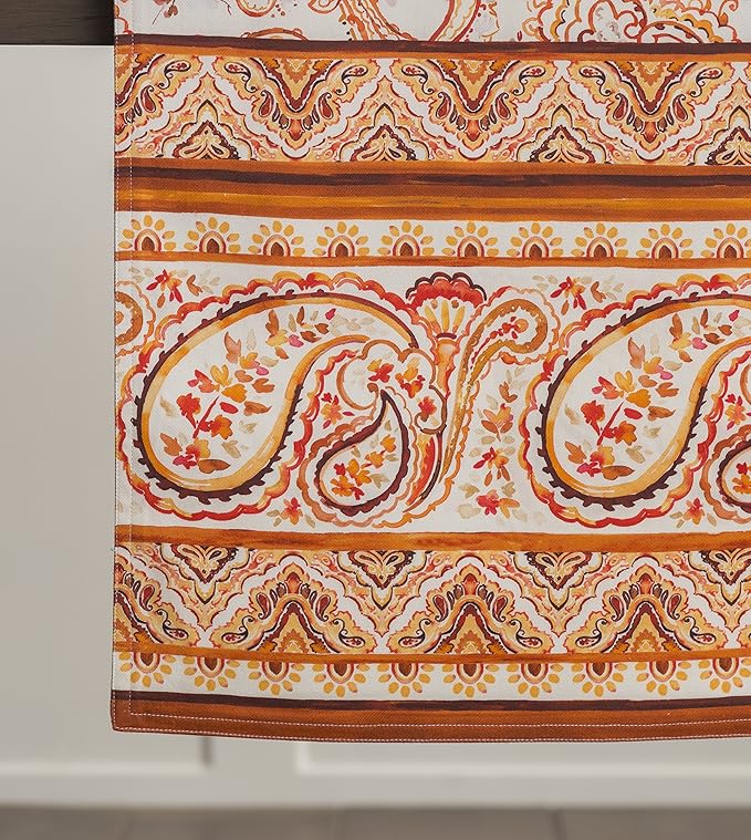 Maison d' Hermine Table Runner 100% Cotton Double Layer Table Runners 108 inches Long for Thanksgiving Christmas Decorations Home Kitchen Dining Party Wedding (Palatial Paisley, 14.5" x 108")