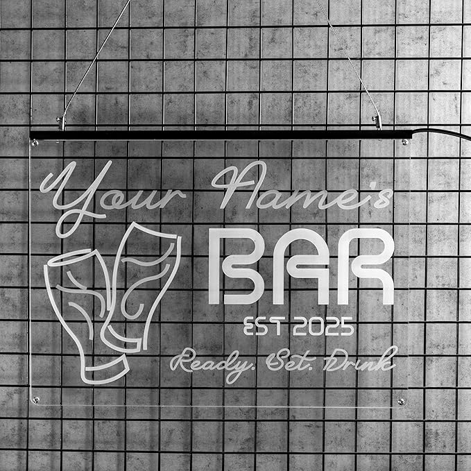 Custom Bar Neon Sign Vip Lounge Beer Home Bar Lights Decor Acrylic Table LED Personalized Lighted Signs for Men Restaurant Coffee Man Cave Workshop Garage Poker Signs Gifts
