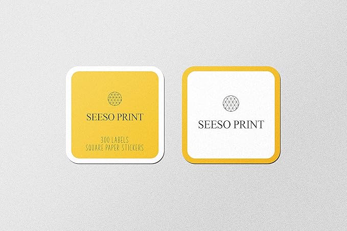 300 pcs Premium Custom Stickers Uncoated Paper 2 inch Square - Personalized Stickers for Businesses with Logo and Name