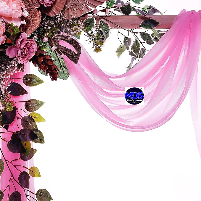MDS Halloween Chiffon Draping Fabric - 1 Panel, 30" Wide x 20ft Long - Sheer Spooky Arbor & Canopy Drapery for Haunted House Backdrops, Party Ceilings, DIY Costumes & Themed Events - Bubblegum Pink