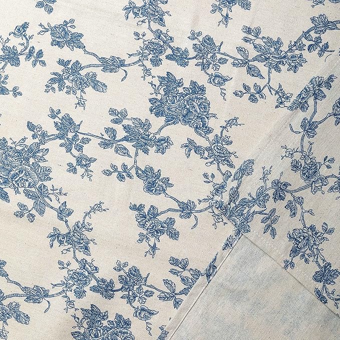 Pastoral Square Tablecloth - 52 x 52 Inch - Beige Linen Table Cloth - Washable Table Cover with Dust-Proof Wrinkle Resistant for Restaurant, Picnic, Indoor and Outdoor Dining, Floral (Dark Blue)