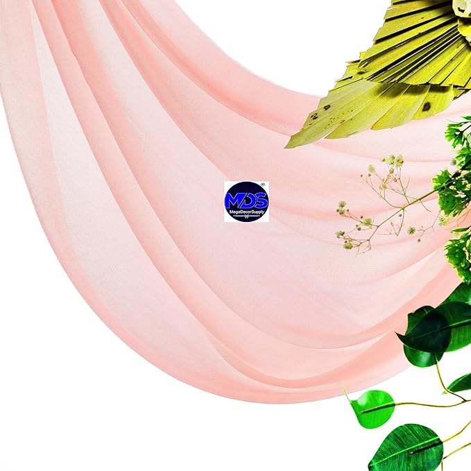 MDS Halloween Chiffon Draping Fabric - 1 Panel, 30" Wide x 75ft Long - Sheer Spooky Arbor & Canopy Drapery for Haunted House Backdrops, Party Ceilings, DIY Costumes & Themed Events - Peach