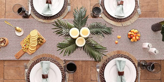 DII Woven Basic Tabletop Collection, Chevron Table Runner, 15x72, Barn Red
